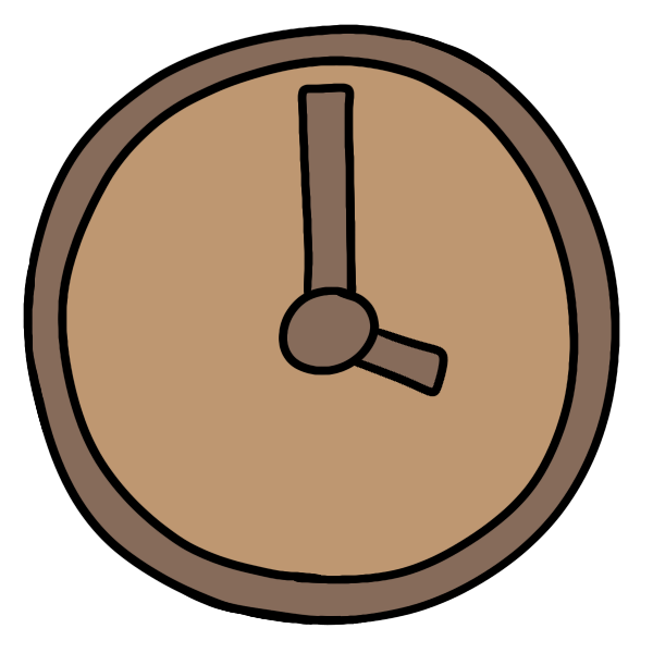 a blank brown clock face with hour and minute hands indicated 4 o’clock.